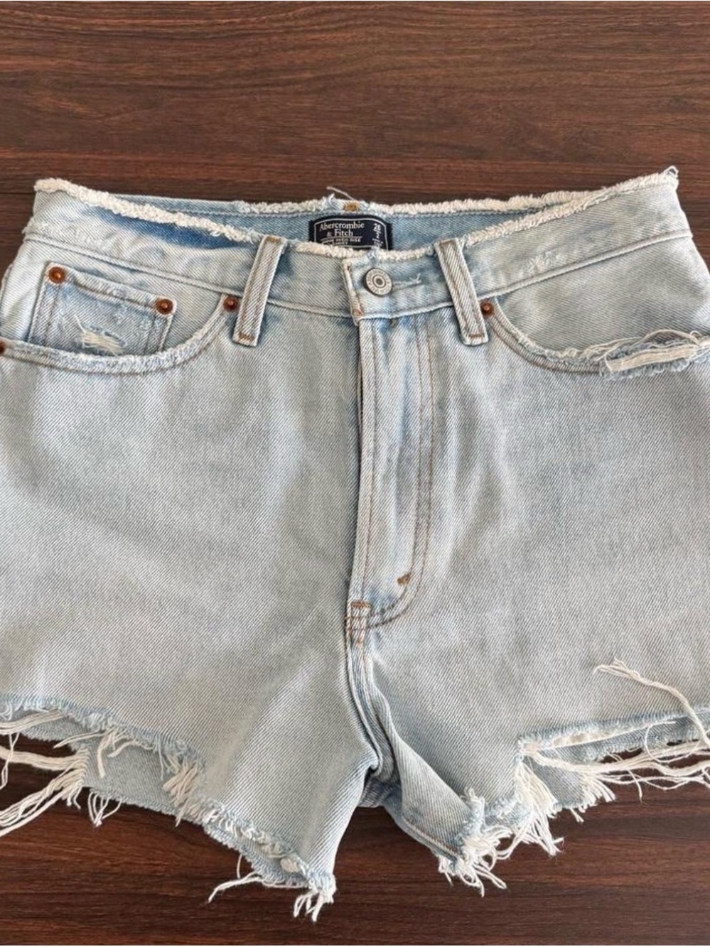 Abercrombie & Fitch Light Blue Frayed Denim Cutoff Shorts